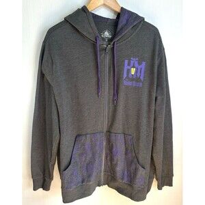 Haunted Mansion Jacket Mens 2XL Dark Gray Purple Hooded full zip up Disney Parks